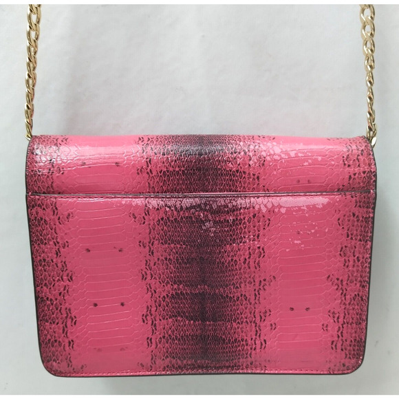 Michael Kors Pink Leather Python Printed Chain Strap Crossbody Bag - Picture 4 of 16